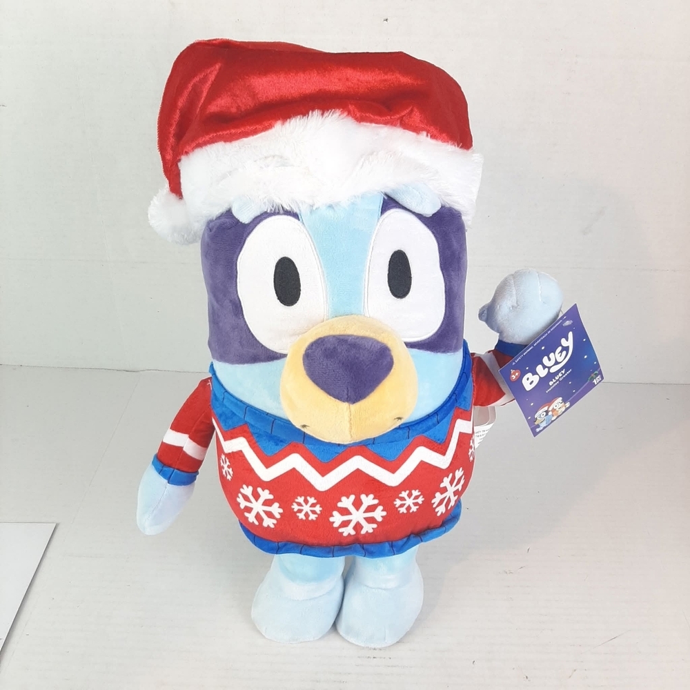 🔥BLUEY Holiday Greeter Plush Dog Christmas Decor Sweater Hat 20" Gemmy 2025 NEW